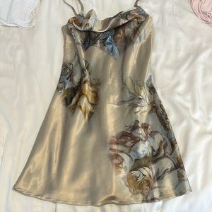 Mini dress, light green silk cherub zips in back